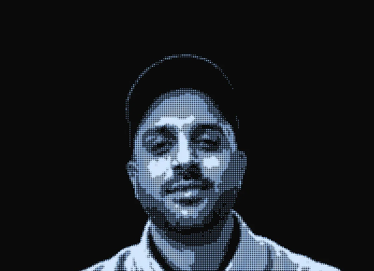 Portrait of Fais Mehrban in dot-matrix style